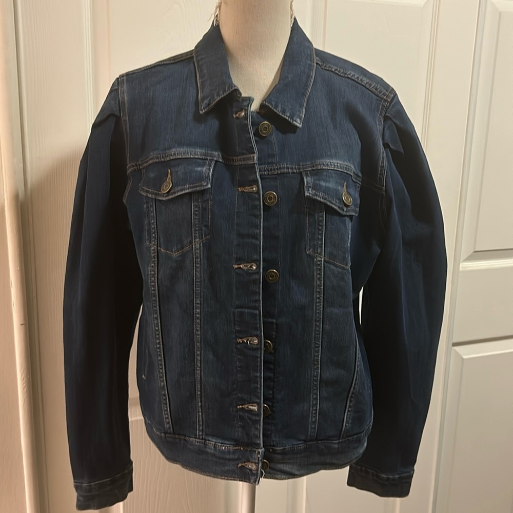 Skinnygirl Donna Puff Sleeve Jean Jacket SZ L NWT